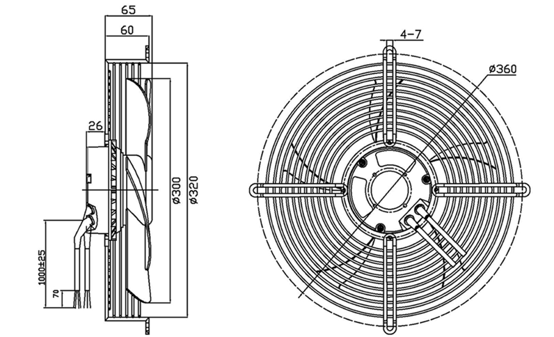 YUTEC 115VAC 230VAC 300mm 92 motor axial fan with medium speed YUTEC 115VAC 230VAC 300mm 92 motor axial fan with medium speed