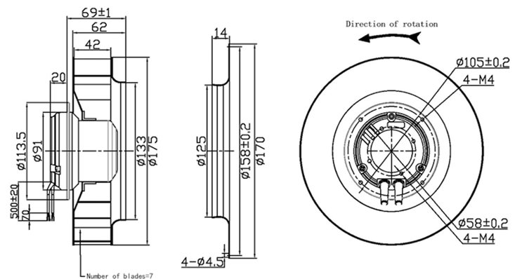 YUTEC 175mm centrifugal fan 115v 230v 800CMH YUTEC 175mm centrifugal fan 115v 230v 800CMH