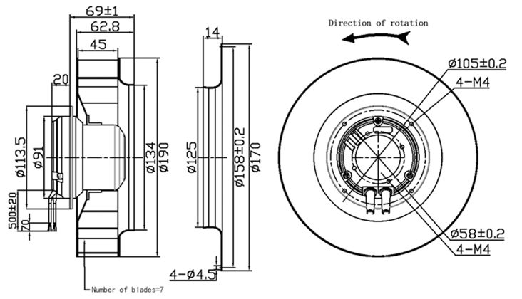 YUTEC 190mm centrifugal fan with 115vac 230vac YUTEC 190mm centrifugal fan with 115vac 230vac
