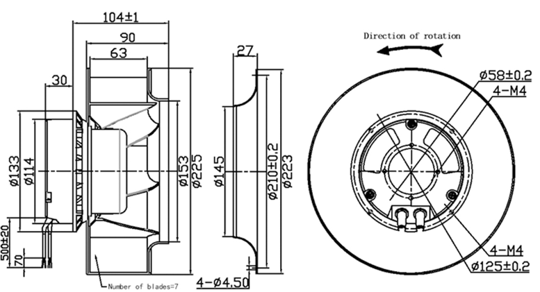 YUTEC 225mm 92motor high speed Plastic impeller Backward Curved Centrifugal Fan YUTEC 225mm 92motor high speed Plastic impeller Backward Curved Centrifugal Fan