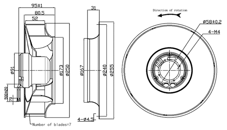 YUTEC 250mm 72motor centrifugal fan for purifier YUTEC 250mm 72motor centrifugal fan for purifier