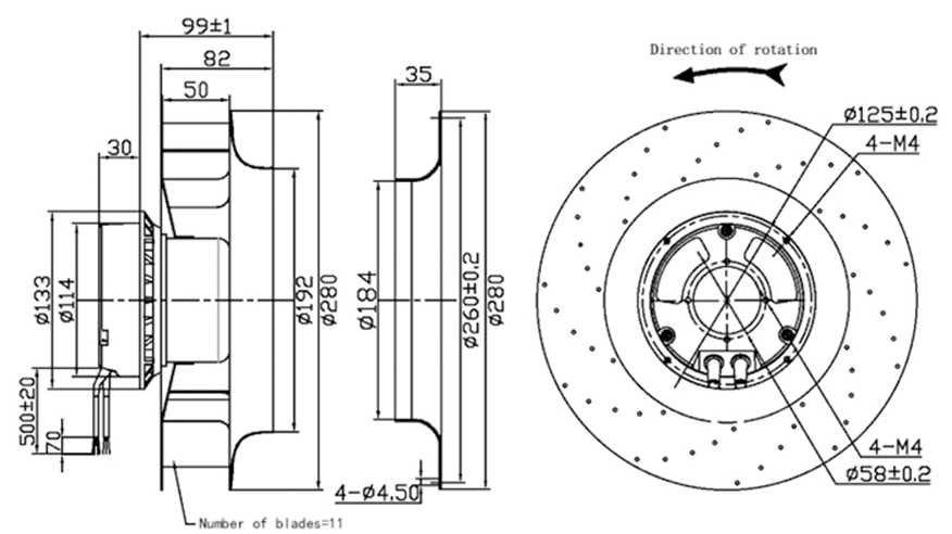 YUTEC EC280mm exhaust centrifugal fan for kitchen YUTEC EC280mm exhaust centrifugal fan for kitchen