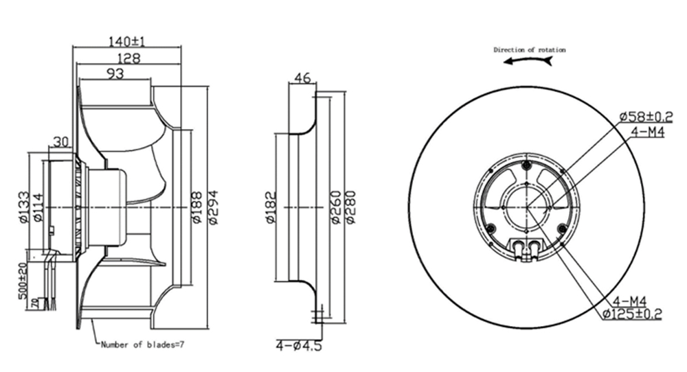 YUTEC 280mm 92motor medium speed centrifugal fan YUTEC 280mm 92motor medium speed centrifugal fan