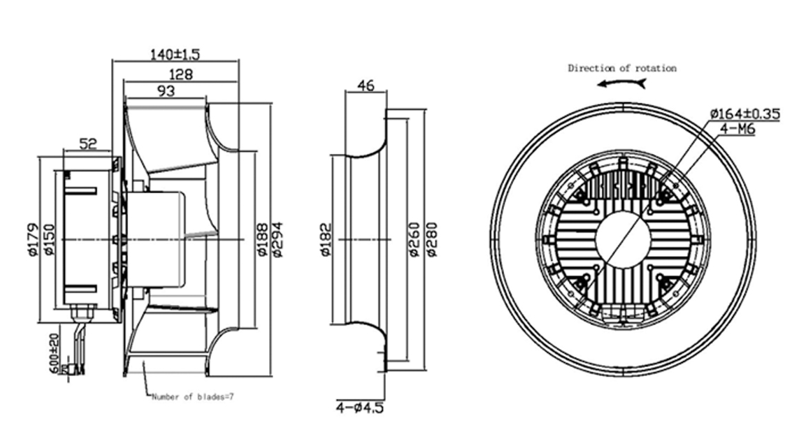 YUTEC 280mm 102motor high rated speed centrifugal fan for air purifier YUTEC 280mm 102motor high rated speed centrifugal fan for air purifier