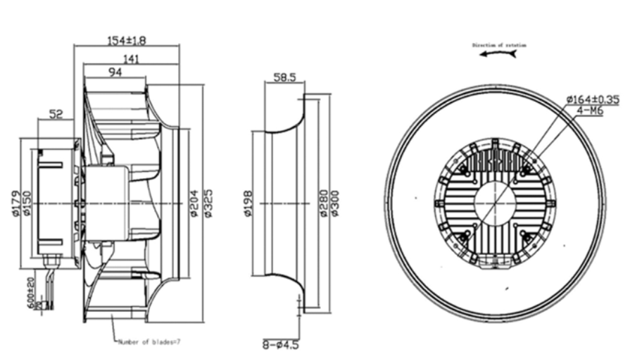 YUTEC 310mm backward curved centrifugal fan with 102motor YUTEC 310mm backward curved centrifugal fan with 102motor