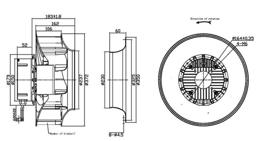 YUTEC 355mm backward curved centrifugal fans for railway YUTEC 355mm backward curved centrifugal fans for railway
