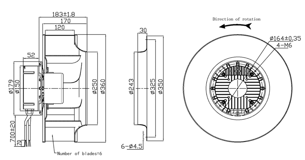 YUTEC 355mm 102motor backward curved centrifugal fans - YUTEC Fan