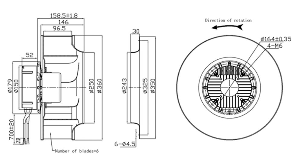 YUTEC 355mm 380VAC centrifugal fan with 102motor for kitchen YUTEC 355mm 380VAC centrifugal fan with 102motor for kitchen