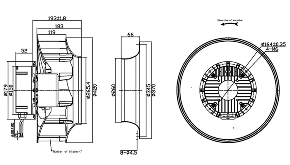 YUTEC 102motor 400mm backward curved centrifugal fan YUTEC 102motor 400mm backward curved centrifugal fan