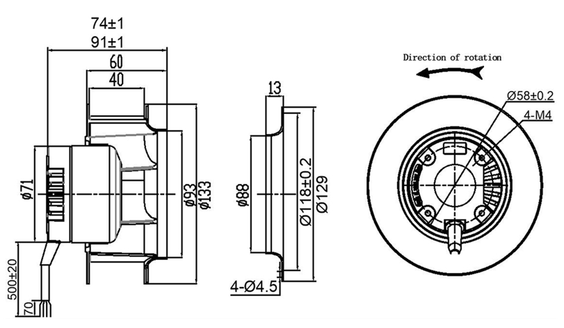 YUTEC 310V 133mm Plastic impeller high speed Centrifugal Fan - YUTEC Fan
