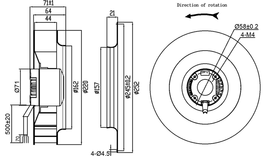 YUTEC 24VDC 48VDC 220mm 72motor high speed EC centrifugal fan YUTEC 24VDC 48VDC 220mm 72motor high speed EC centrifugal fan