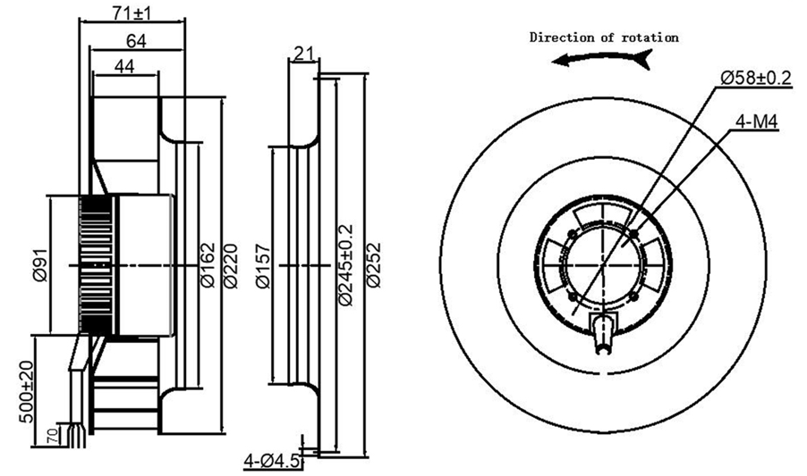 YUTEC 24VDC 48VDC 220mm 92motor EC centrifugal fan YUTEC 24VDC 48VDC 220mm 92motor EC centrifugal fan