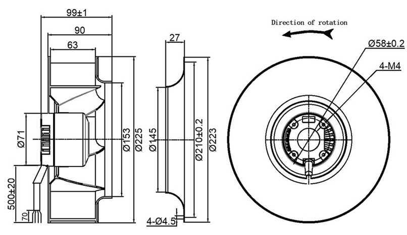 YUTEC 24VDC 48VDC 225mm 72motor medium speed EC centrifugal fan YUTEC 24VDC 48VDC 225mm 72motor medium speed EC centrifugal fan