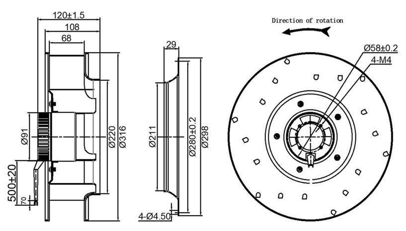 YUTEC 310mm 92motor backward curved centrifugal fan YUTEC 310mm 92motor backward curved centrifugal fan