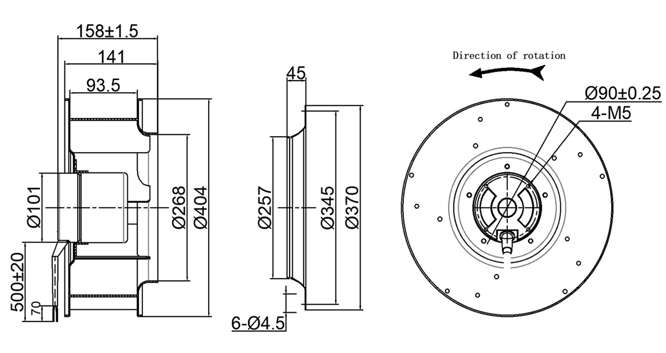 YUTEC 400mm backward curved centrifugal fans with 102motor for kitchen YUTEC 400mm backward curved centrifugal fans with 102motor for kitchen