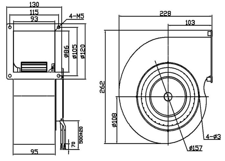 YUTEC 115VAC 230VAC 160mm 72motor  Forward Curved Centrifugal Fan single inlet blower fan