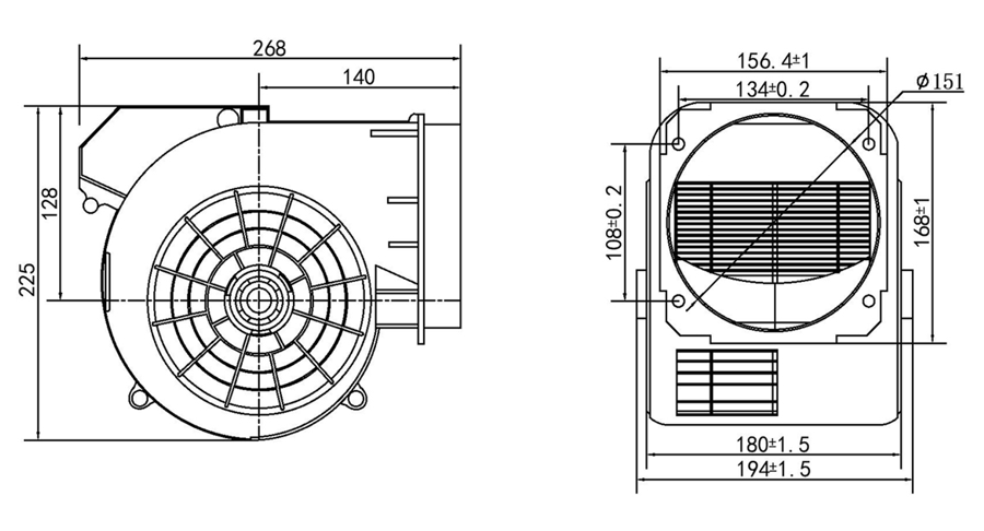 YUTEC 115VAC 230VAC 150mm 72motor Double inlet blower fan YUTEC 115VAC 230VAC 150mm 72motor Double inlet blower fan