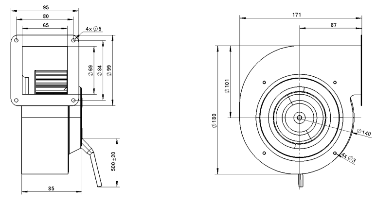 YUTEC 024VDC 048VDC 133mm 72motor Forward Curved Centrifugal Fan single inlet blower fan