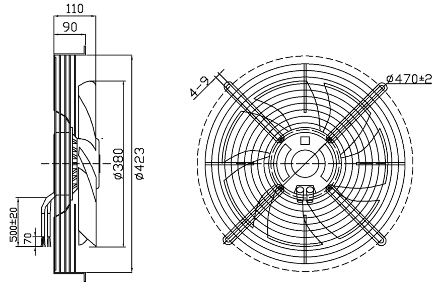 YUTEC 115VAC 230VAC 400mm 92 motor axial fan plastic impeller with high speed YUTEC 115VAC 230VAC 400mm 92 motor axial fan plastic impeller with high speed